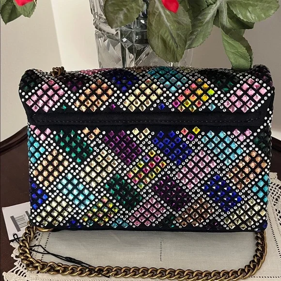 NWT - Kurt Geiger London rainbow crystals mini-Brixton shoulder bag. - Picture 3 of 11